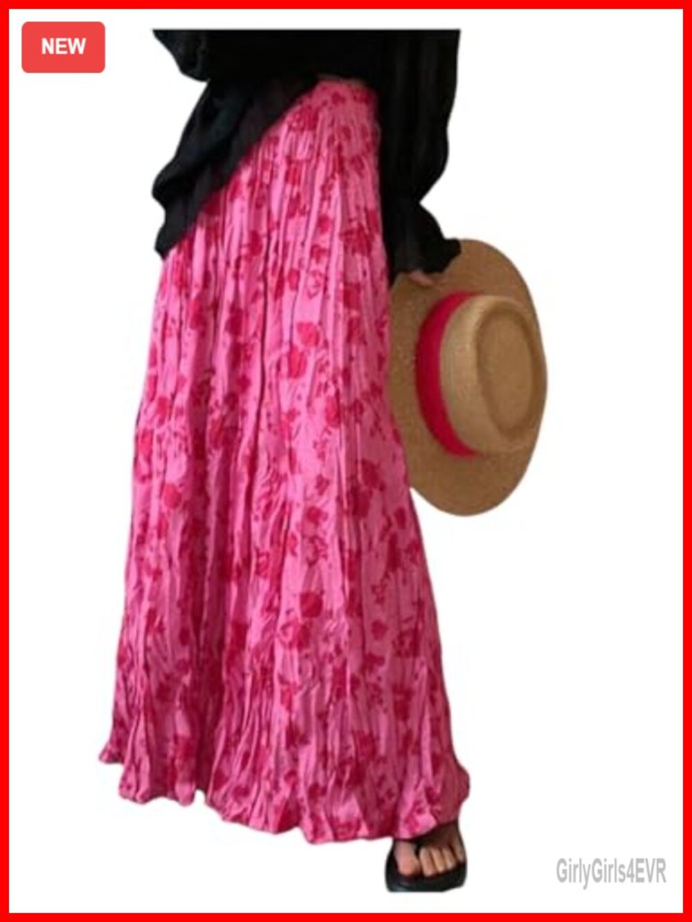 SOLY HUX Women's Floral Print Ruffle Hem Maxi Skirt High Elastic Waist Flowy